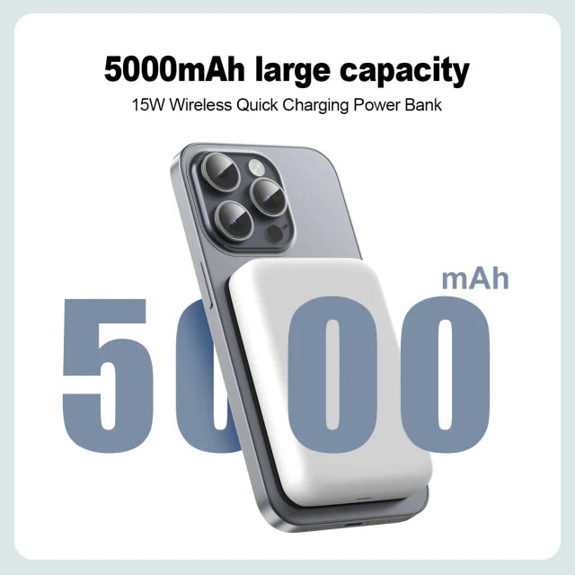 5000mAh 15W MagSafe Magnetic Wireless Power Bank & 1.3FT USB-C To C Charging Cable