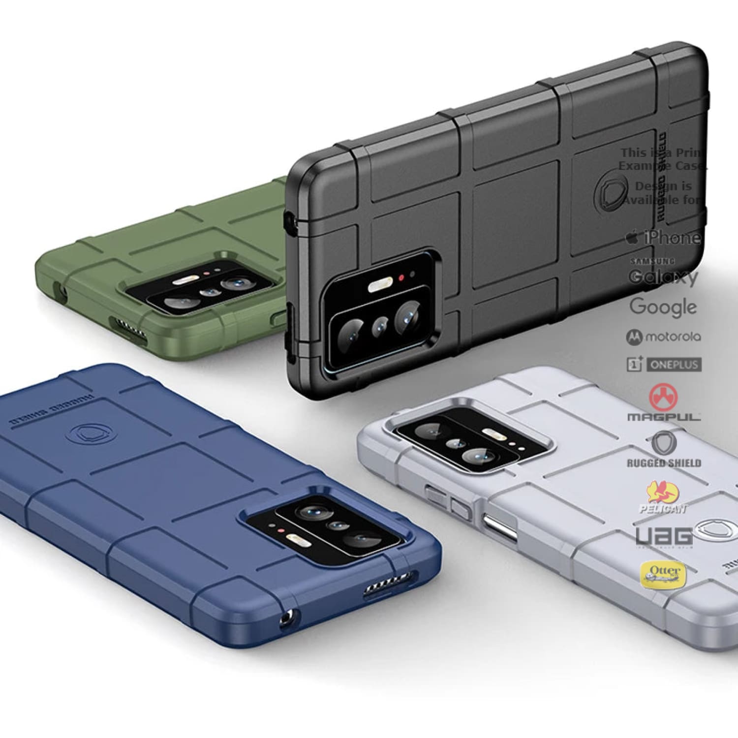 Rugged Shield Branded Solid Color TPU Cases for Samsung Galaxy Phone Models