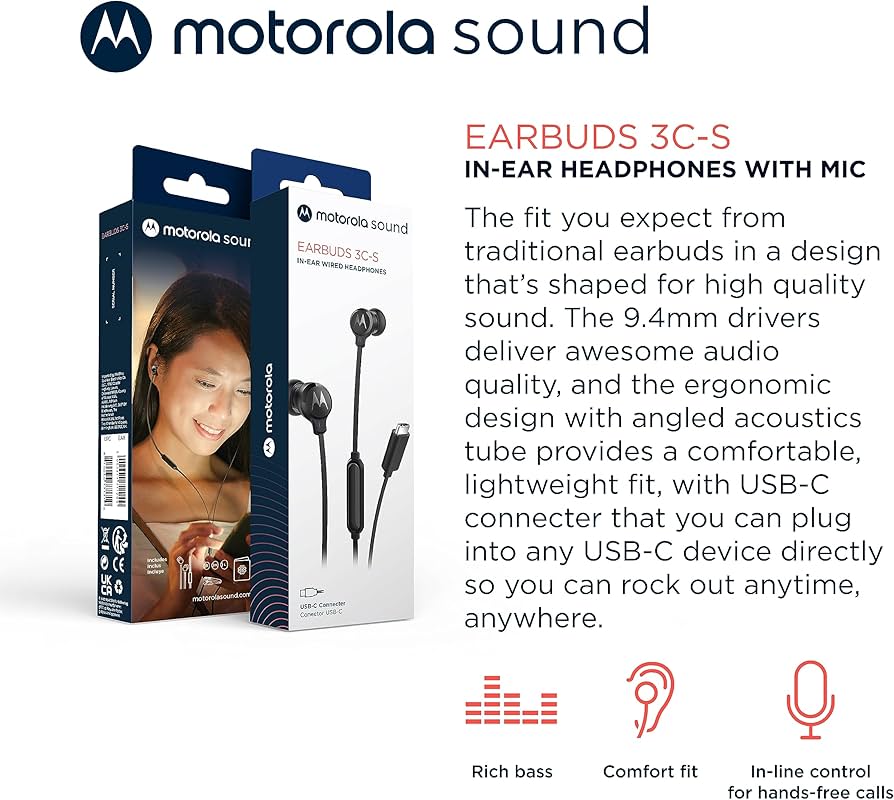 USB-C Stereo In-ear Wired Headphones with Microphone