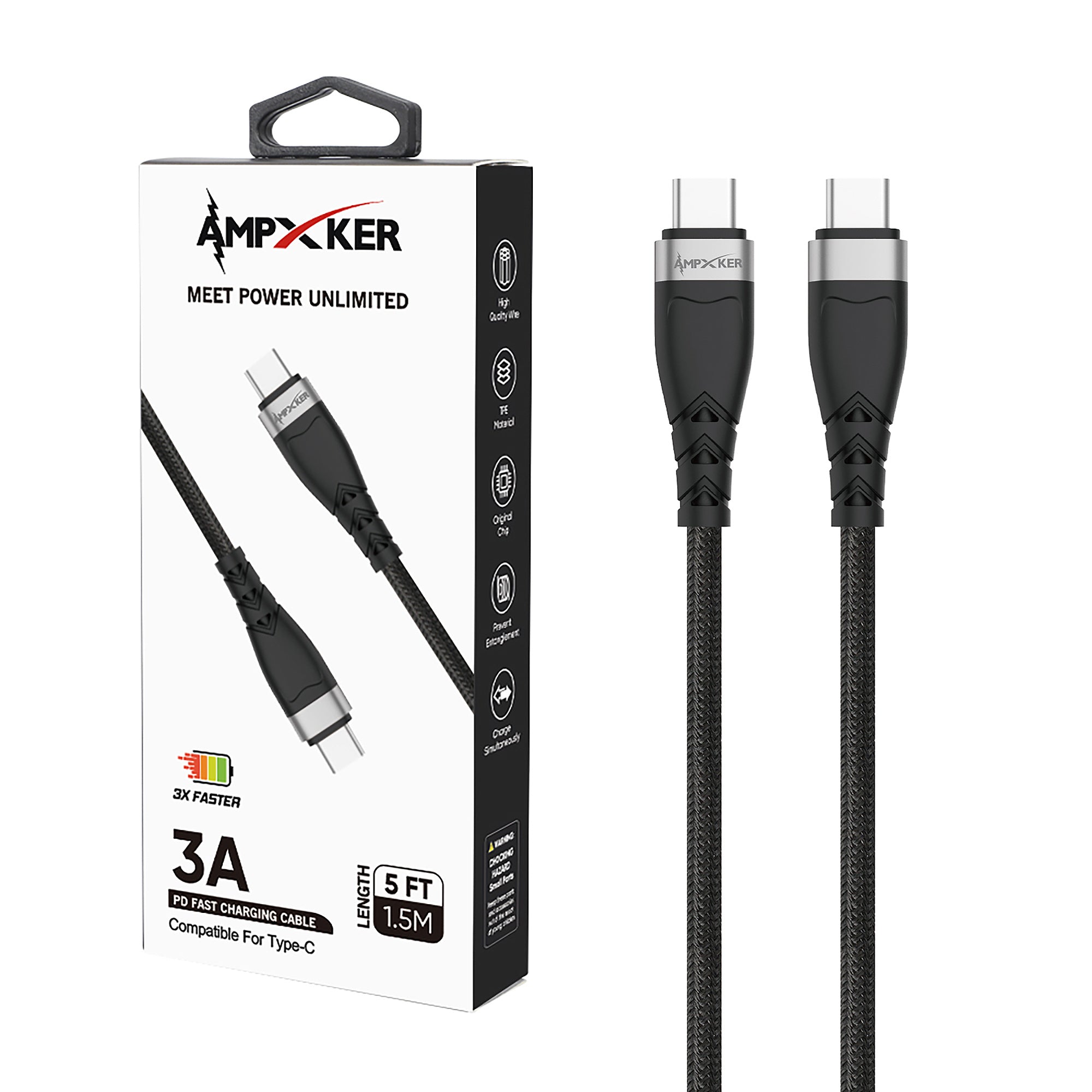 5-Foot Length USB Fast Charging Data Cable USB-C to USB-C