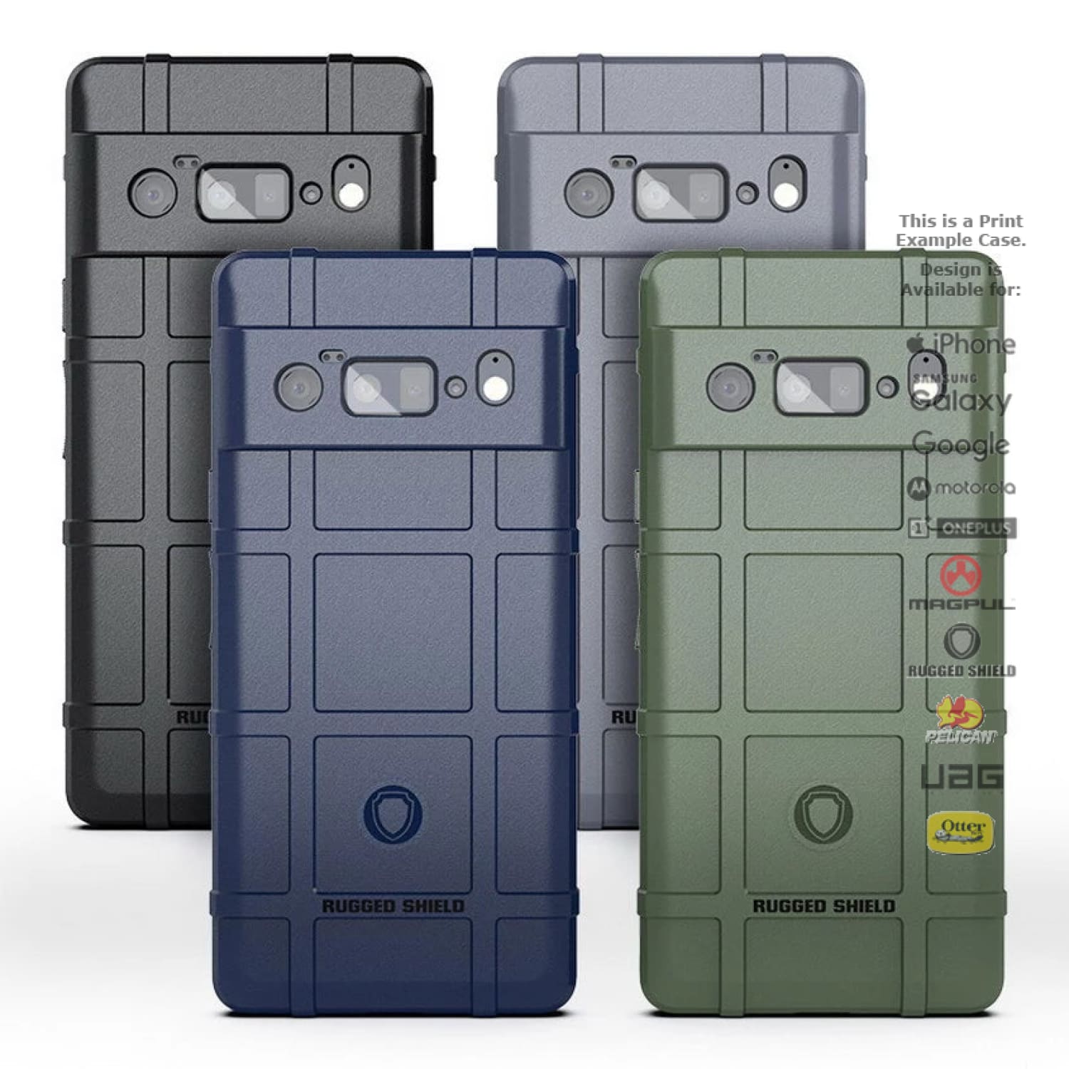 Rugged Shield Branded Solid Color TPU Cases for Google Pixel Phone Models