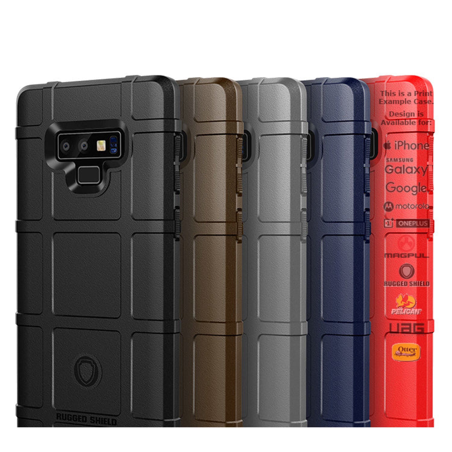 Rugged Shield Branded Solid Color TPU Cases for Samsung Galaxy Phone Models