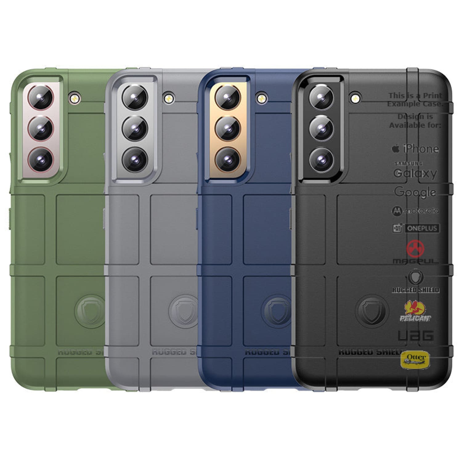 Rugged Shield Branded Solid Color TPU Cases for Samsung Galaxy Phone Models